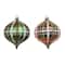 4 Pack 4.7" Red & Green Glitter Plaid Shatterproof Onion Ornaments by Ashland®